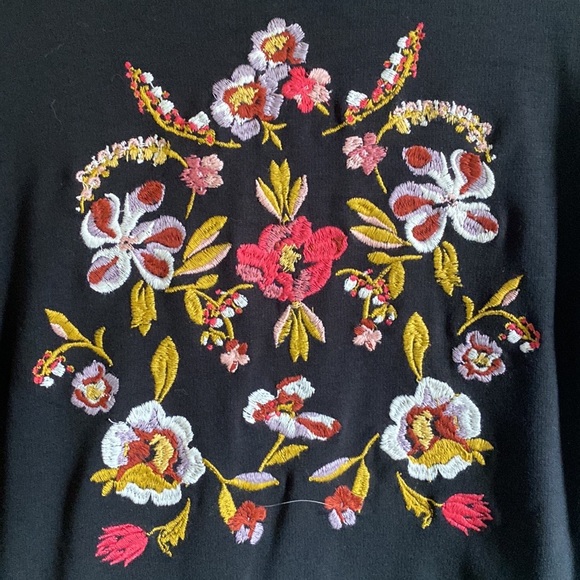 LOFT Black embroidered dress 12 PETITE - Picture 4 of 6